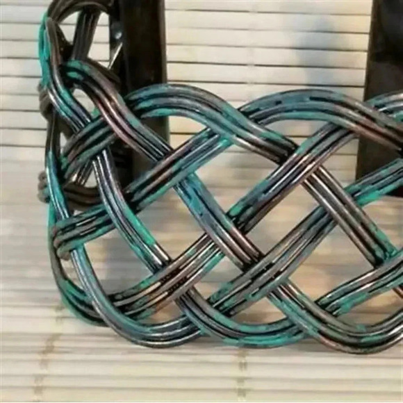 Hand Painted Distressed Patina Steampunk Antiqued Copper Braided Cuff Bracelet - Picture 6 of 6